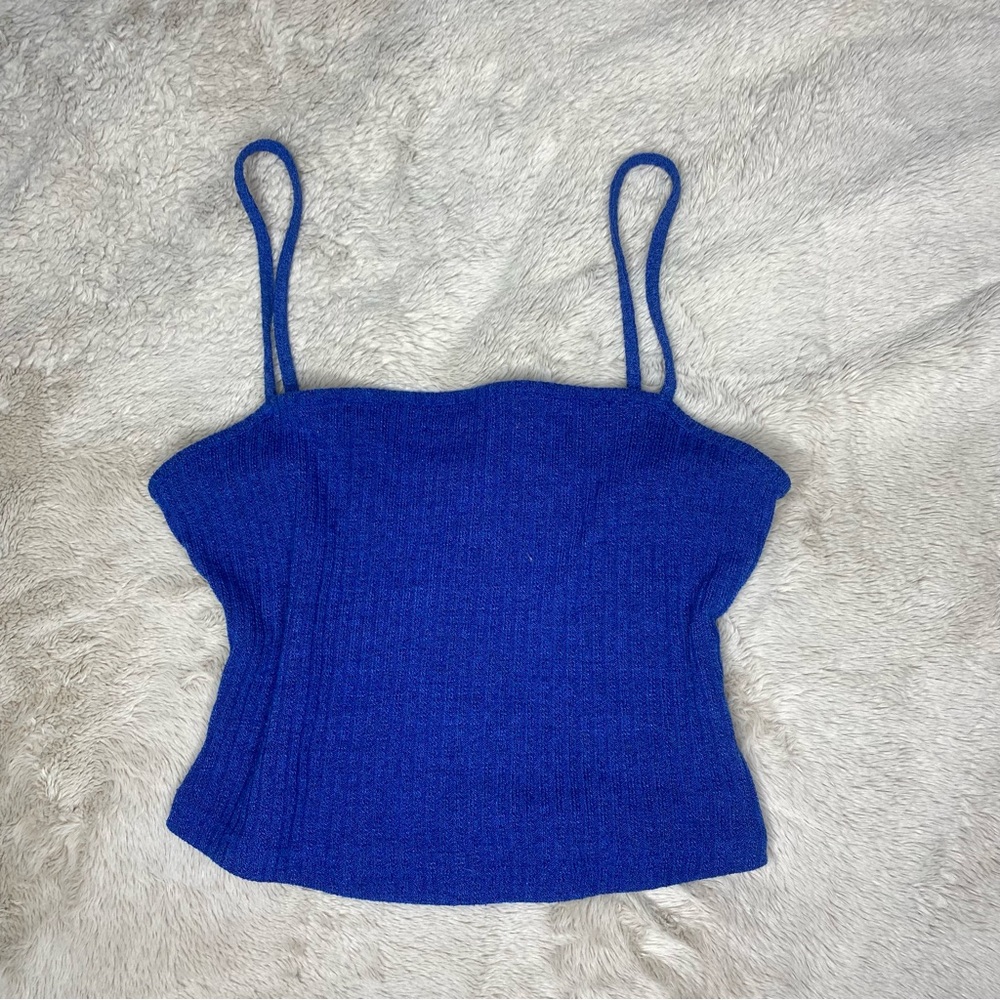 SHEIN CROP TOP BLUE STRING SHIRT